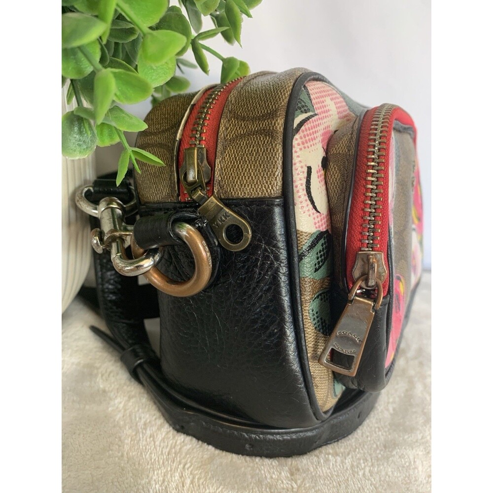 COACH Court Crossbody C5682 Signature Canvas  Vintage Rose Print Purse *READ* - Picture 12 of 16